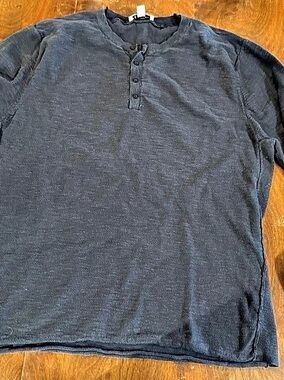 Unknown Men's Long Sleeve Henley Blue Size XL Sweater